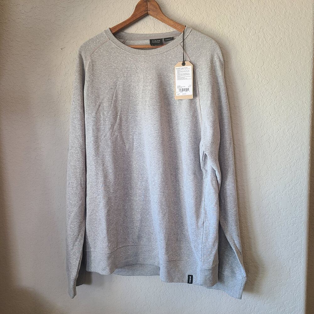 PrAna Cardiff Soft Fleece Crewneck‎ Sweatshirt XLarge Heather Grey MSRP $110